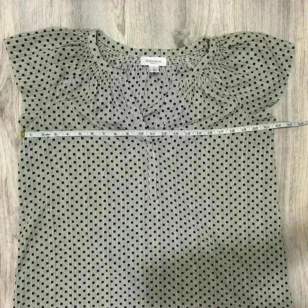 Motherhood Maternity Short Sleeve Shirt Black White Polka Dot Tunic Top Size M - Picture 6 of 8